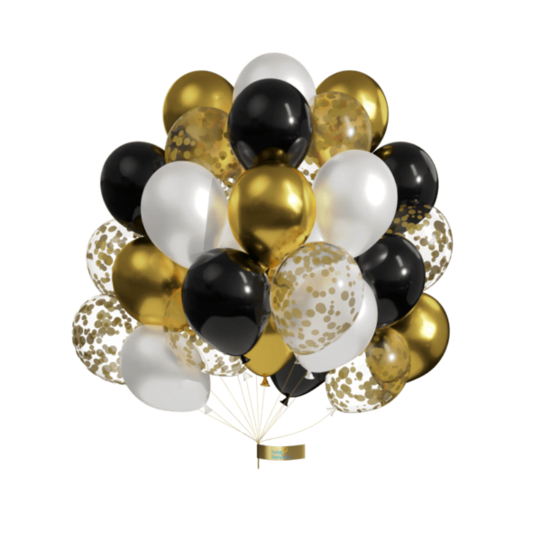 50 Stuks Latex Ballonnen Goud Zwart Helium Confetti