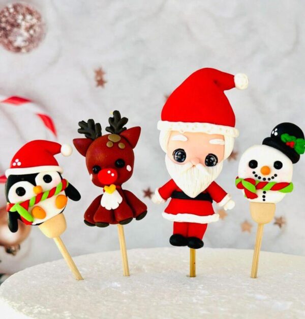 Kerst Taart Topper | cake decoratie Kerstman Rendier