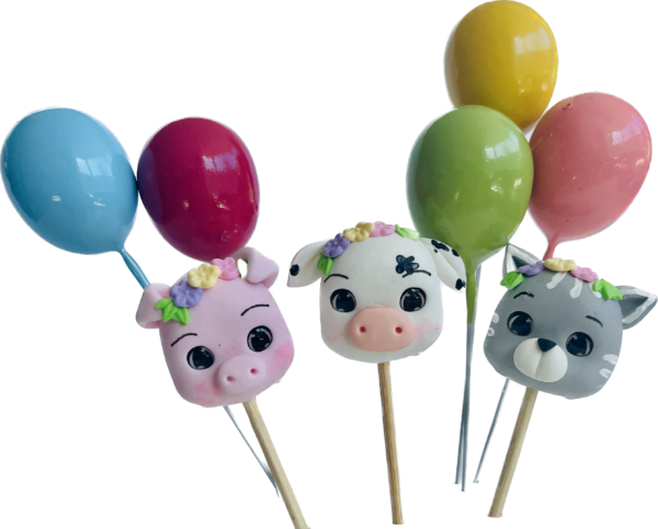 Boerderijdieren Taarttopper cake decoratie Kat Varken Koe | Kawaii Dieren