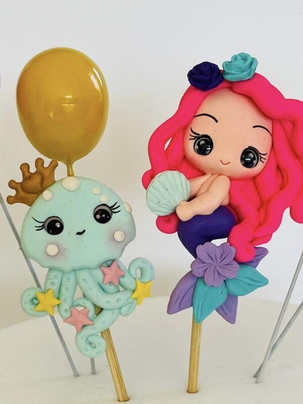 Zeemeermin Taart Topper | Cake decoratie Meisje Mermaid - Afbeelding 3