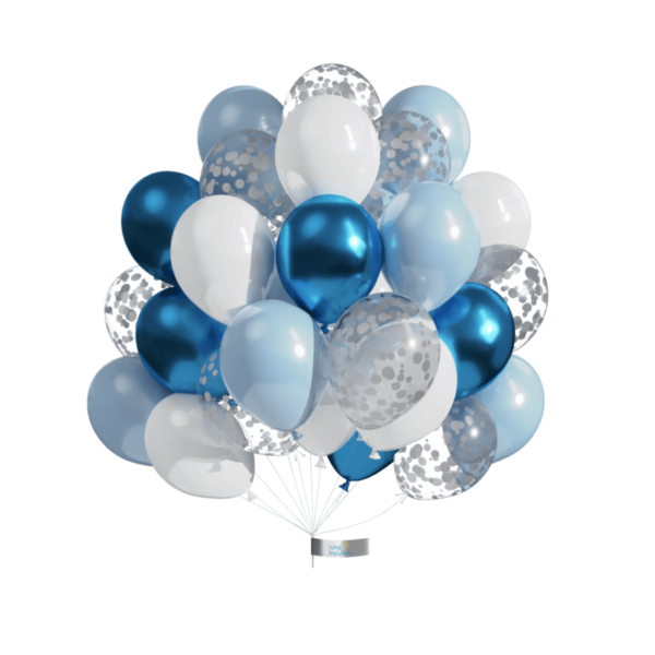 Luna Balunas 50 Stuks Latex Ballonnen Blauw Helium Confetti