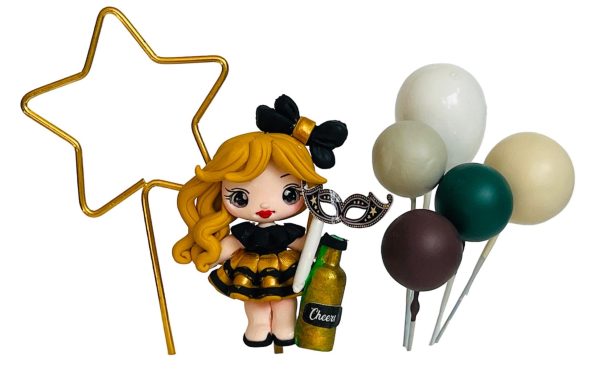 Party Girl Taarttopper - Cake Decoratie Goud