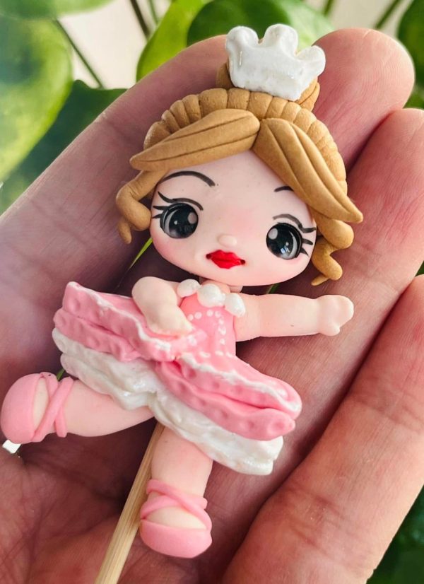 Ballerina Taarttopper Ballet Danseres Cake Decoratie Roze Tutu - Afbeelding 2