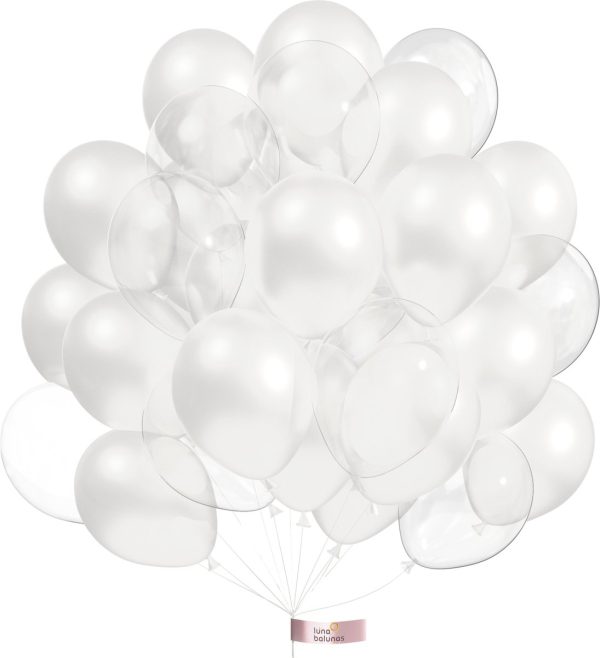 Latex Ballonnen Set Wit Transparant  - Verjaardag Bruiloft Feest